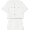 31jHBA8hRxL.jpg Women's 2 Piece Suit Sets White Acetate Short Sleeve Blazer Jacket and Skirt Shorts Business Casual Outfits