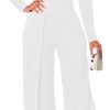 41DY7-h7k1L.jpg Women's Casual Long Sleeve Round Neck Jumpsuits Work Wide Leg Pants Club Party Loose Rompers