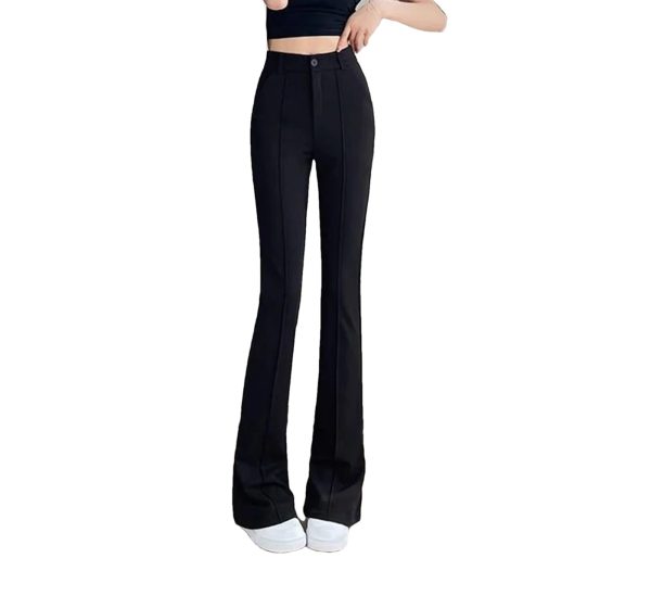 41Iy8LdbDL.jpg Women Solid Color Suit Pants Summer Female High Waisted Mop Pants Lady Flared Pants