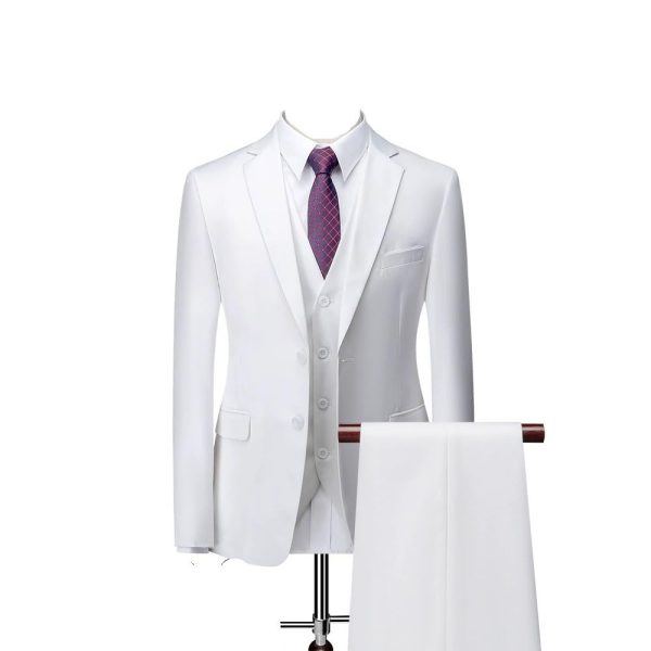 41Mx8xUpfgL.jpg Wedding Suit for Men 3 Piece Slim Fit Formal Tuxedo Set Pants Vest for Business Prom Office Event Outfit(White,X-Large)