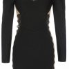 41ZIZbN0ZWL.jpg Womens Sexy Black Lace Party Dress V Neck Splicing Bodycon Evening Dinner Cocktail Dress