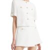 41gvypWwML.jpg Women's 2 Piece Suit Sets White Acetate Short Sleeve Blazer Jacket and Skirt Shorts Business Casual Outfits