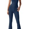 51-3HWue7tL.jpg Flare Jumpsuits for Women Spaghetti Straps Scoop Neck Bodycon Full Length Casual Unitard Playsuit