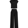51-JwOTlvPL.jpg Womens 2 Piece sets Summer Cap Sleeve Tops Palazzo Pants Dressy Casual Vacation Travel Outfits Tracksuits