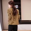 Women 2 Button Office Long Sleeve Solid Coats Turn Down Collar Vintage Jacket Loose Blazer