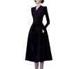 514KQXkN6SL.jpg Women's Notched Suit Midi Dress - Office Lady Slim Black Long Sleeve