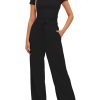 51726TXjrWL.jpg Women's 2 Piece Outfits Lounge Sets Ruched Short Sleeve Tops High Waisted Wide Leg Pants Tracksuit Sets