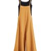 51B8rmfNrcL.jpg Women Casual Loose Long Bib Pants Wide Leg Jumpsuits Baggy Cotton Rompers Overalls with Pockets PZZTYP2