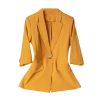 51CNh3Wcz2L.jpg Women's Spring Summer Half Sleeve Office Coat Top All Match Stylish Jacket Blue Blazer