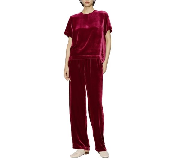 51FKvEPgRoL.jpg Women's Active Wear Set - Short Sleeve Tee & Athletic Pants Velvet Feel Sport Lounge