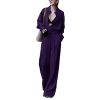 51G4yvTvl5L.jpg Women's Linen Business Set - Brown Shirt & Wide Leg Pants Elegant Professional Attire