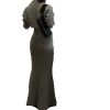 51H0M5ECFqL.jpg Women's Knit Maxi Set - Bat Wing Sleeve V-Neck Sweater & A-Line Contour Skirt in Heather Gray