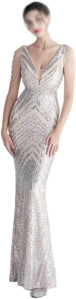 51HFXV5A1vL.jpg Womens Elegant Banquet Evening Gown Fashionable Slim Formal Party Maxi Dresses
