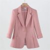 51JuQXul9RL.jpg Women Spring Summer Pink Business Coat All Match Jascket Korea Work Office Suit White Black Blazers