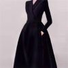 51NMhWNjVLL.jpg Women's Notched Suit Midi Dress - Office Lady Slim Black Long Sleeve