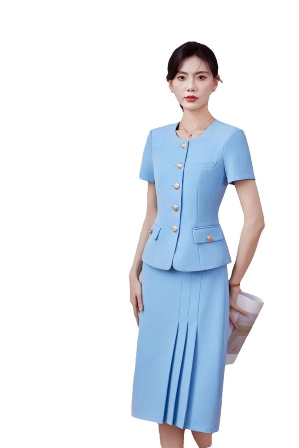 51OTmdQq-GL.jpg Women's Two-Piece Short-Sleeved Blazer Long Skirt Showing Elegant Temperament