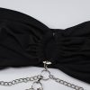 51OwDHFsFpL.jpg Halter Neck Hollow Out Dress for Women Sexy Chain Detail Summer Party Club Dresses