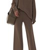51Pkzm1xfnL.jpg Women's 2 Piece Outfits Sweater Set Wide Leg Pants High Neck Sweatsuit Loungewear