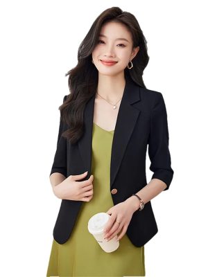 Women's Spring Summer Slim Half Sleeve Casual Jacket Lady Office Jacket Tops