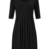 51QaKxBn6iL.jpg Womens Summer Casual Half Sleeve Empire Waist Loose Swing Pleated Modest Work Tunic T Shirt Dresses