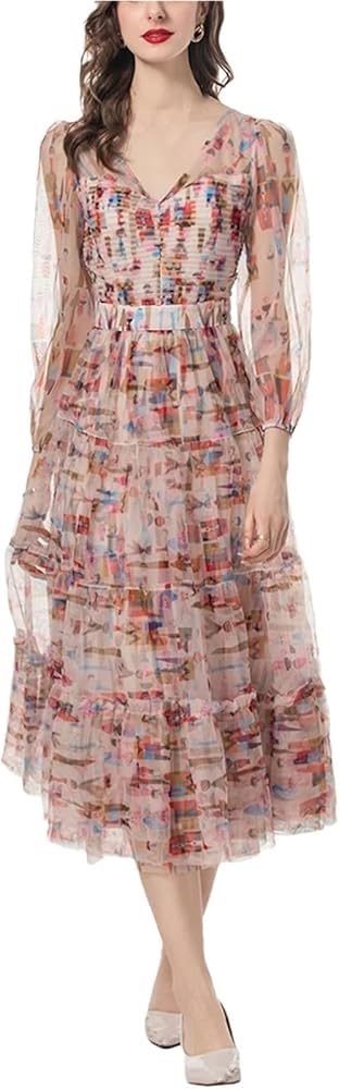 51SJ-vLIDL.jpg Elegant Women's Evening Gown - Cocktail Dress with Short Sleeves and Empire Waist for Parties and Special Occasions(Brown,Large)