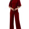51SOI6J3poL.jpg Women Casual Loose Short Sleeve Belted Wide Leg Pant Romper Jumpsuits