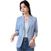 51SOtIWOeaL.jpg Women Spring Summer Elegant OL Thin Blazer Neck Half Sleeve Solid Suits Coats Office Work Jacket Tops