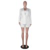 51VlygQ4wKL.jpg Women Sexy Bussiness Outfits 3 Piece Open Front Button Blazers + Crop Tops + Belted Shorts Set Jumpsuits