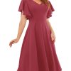51X2H4GvleL.jpg Women's Formal Cocktail Wedding Guest Dress for Women 2025 Short Sleeve Fit and Flare Tea Party Dresses