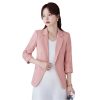 51Xn1UWIoCL.jpg Women Spring Summer Pink Business Coat All Match Jascket Korea Work Office Suit White Black Blazers