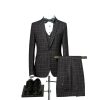 51a2wxf2XRL.jpg Mens Business Suit Three Piece Plaid Outfit Classic Formal Wear Versatile Set Slim Fit Office Tuxedo Apparel