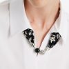 51c3D9YxCL.jpg Business Casual Tops for Women Elegant V Neck White Dress Shirts Puff Sleeve Blouse for Work with Attached Silk Scarf