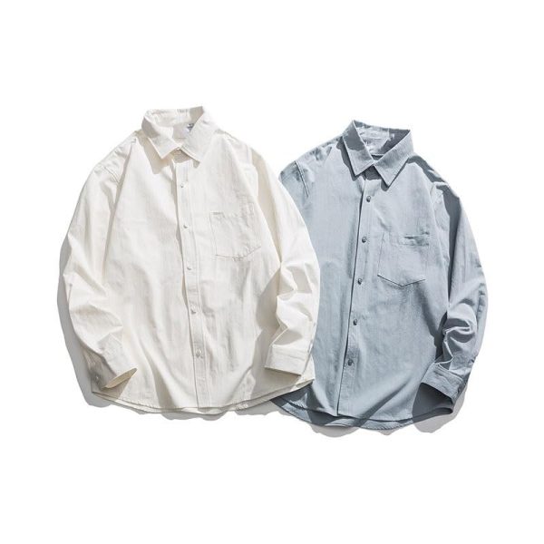 51cdraDTKL.jpg Casual Shirt Fashion Lapel Cotton Long Sleeve Cardigan Breathable Sweat-Wicking Business Workwear Shirt(OneColor,Large)