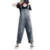 51eSmFeJ7AL.jpg Womens Blue Vintage Big Pockets Streetwear Overalls Long Jumpsuit Loose Rompers Denim Jumpsuits