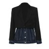 51g3FA3HpZL.jpg Women Blazer Denim Patchwork Fake Two Blazers And Jackets Color Matching Asymmetry Suit Coats