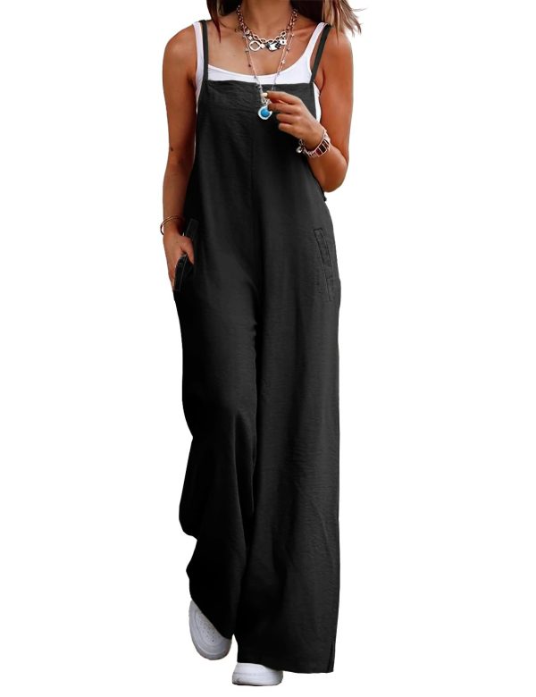 Women's Summer Boho Casual Jumpsuits Wide Leg Overalls Floral Print Baggy Rompers with Pockets PZZCR