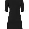 51j5Gq6nsJL.jpg Womens Summer Casual Half Sleeve Empire Waist Loose Swing Pleated Modest Work Tunic T Shirt Dresses