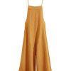51jVViCF3qL.jpg Women Casual Loose Long Bib Pants Wide Leg Jumpsuits Baggy Cotton Rompers Overalls with Pockets PZZTYP2