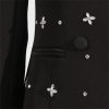 51kYh6VJvL.jpg Women Spring Autumn Double Breasted Diamond Black Blazer Coat Slim Suit Jacket