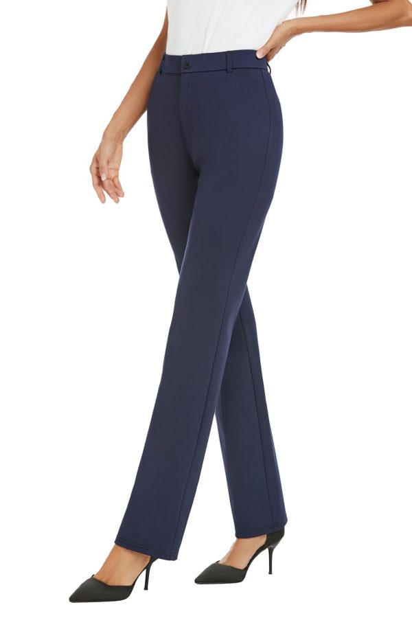 51nSpqCiCIL.jpg Women's Stretchy Straight Leg Dress Work Pants Business Office Casual Slacks with Pockets