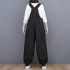 51r-5mRpB2L.jpg Women Loose Vintage Streetwear Wide Leg Jumpsuits Denim Overalls Spliced Black Cartoon Printed Jumpsuits