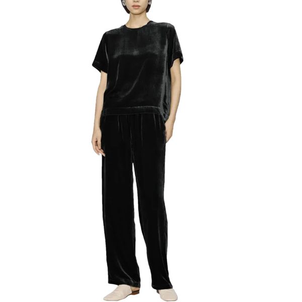 51sz87VMlzL.jpg Women's Active Wear Set - Short Sleeve Tee & Athletic Pants Velvet Feel Sport Lounge