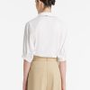 51t09rZn5TL.jpg Business Casual Tops for Women Elegant V Neck White Dress Shirts Puff Sleeve Blouse for Work with Attached Silk Scarf