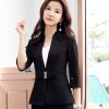 51xxcdASvrL.jpg Women Summer Half Sleeve Slim Jacket Temperament Business Stand Collar Blazer OL Coat