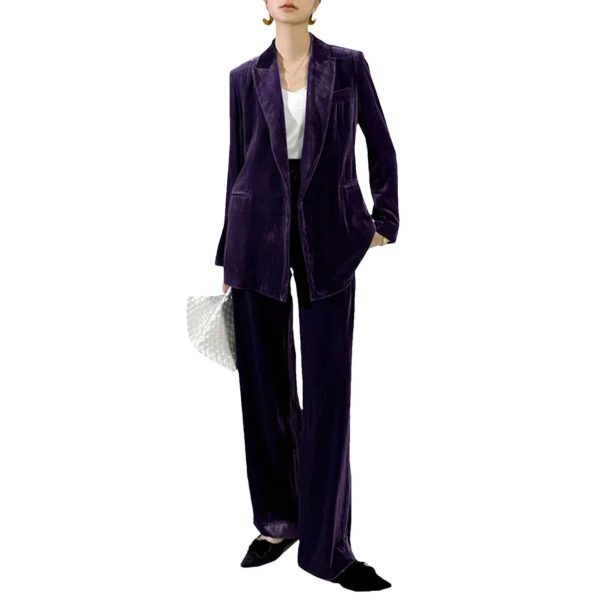 51xzlNae1kL.jpg Plus Size Women's Velvet Suit - Business Casual Attire with Elegant Silhouette