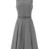 61-0tBw9UL.jpg Women's Sleeveless Dress Zip Up Belted Fit & Flare Work Dresses