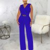 610PmkIILIL.jpg Women's Dressy Jumpsuits Summer Sexy Party Rompers Elegant Deep V Neck Backless Clubwear Wide Leg Long Pants