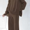 610sEVFhjQL.jpg Women's 2 Piece Outfits Sweater Set Wide Leg Pants High Neck Sweatsuit Loungewear