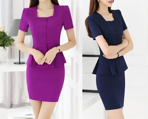 61106mP4-VL.jpg Plus Size Women’S Pink Professional Suit 2-Piece Set Summer Business Office Wear Stretch Fabric Slim Fit Blazer Outfit