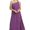6132ARXCeKL.jpg Luma Women's One Shoulder Sarong Style Maxi Dress Coverup with Side Leg Slit and Adjustable Bow Tie